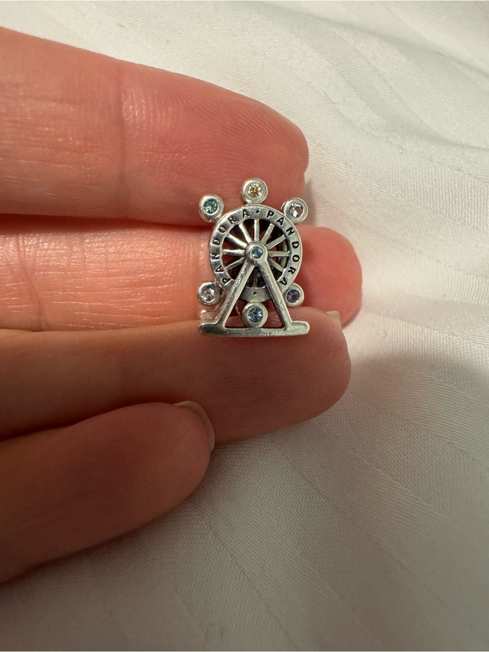 Pandora Silver Ferris Wheel Charm with Colorful Stone Accents
